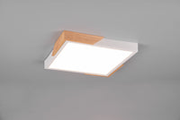 META PLAFONIERA LED 20W 2400lm, 3000K QUADRATA BORDO BIANCO E LEGNO NATURALE CON FUNZIONE DI REGOLAZIONE INTENSITA' CON NORMALE INTERRUTTORE A PARETE 31,5CM X 31,5CM