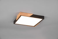 META PLAFONIERA LED 20W 2400lm, 3000K QUADRATA BORDO NERO E LEGNO NATURALE CON FUNZIONE DI REGOLAZIONE INTENSITA' CON NORMALE INTERRUTTORE A PARETE 31,5CM X 31,5CM
