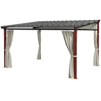 Pergola con Tende Laterali e Tetto Retrattile in PC, in Alluminio e Metallo, 345x300x215-255 cm, Crema