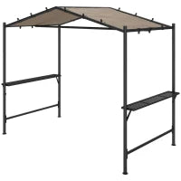 Gazebo da Barbecue, Resistente alle Intemperie, con Tasche Laterali, 277 x 149 x 230 cm, Khaki