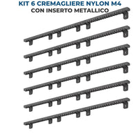 Kit 6 cremagliere nylon m4 con inserto metallico per cancelli scorrevoli