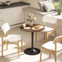 Tavolo da pranzo rotondo 70 cm per 2 persone con piano in legno massello impiallacciato e base in acciaio marrone