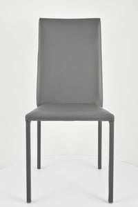 Set 2 sedie impilabili Julia Tommychairs, struttura in acciaio imbottita e rivestita in finta pelle colore grigio scuro