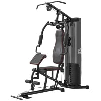 Stazione Fitness con Pesi da 45kg in Acciaio per Allenamento a Casa, 170x104x205cm, Nero