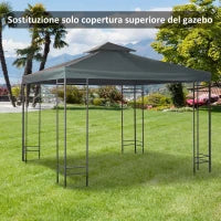 Tetto di Ricambio per Gazebo 3x3m a 2 Livelli e Resistente ai Raggi UV, Grigio Antracite