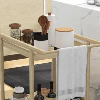 Carrello da Giardino a 2 Ripiani e 4 Spazi Portabottiglie, in Legno di Abete, 78x58.5x75 cm