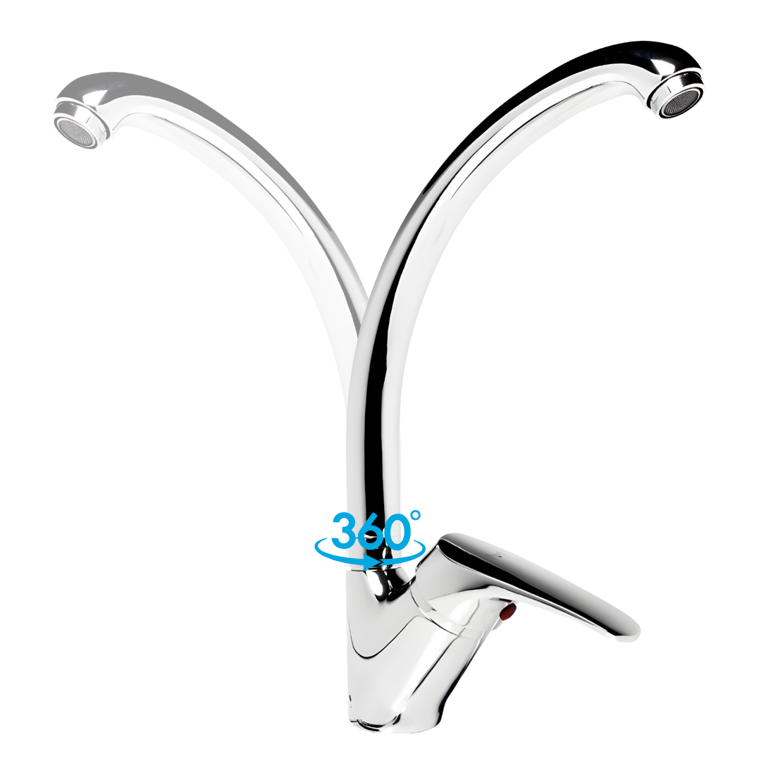 Miscelatore monoforo ottone cucina lisbona allungato erogazione orientabile *** finitura- cromo lucido, confezione 1