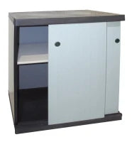 MONGARDI Armadio Basso in Resina con Ripiani 2 Ante Scorrevoli, (Interno/Esterno) 68x40,5x85