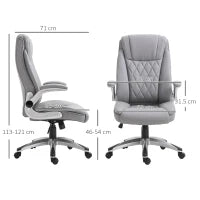 Sedia da Ufficio Ergonomica con Imbottitura, Altezza Regolabile e 5 Ruote, 70x71x113-121 cm, Grigio