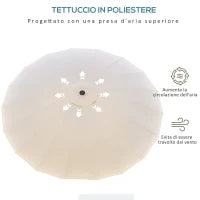 Ombrellone da Giardino e Terrazza 2.5x2.5m con Manovella, 18 Stecche e Testa Inclinabile, Crema