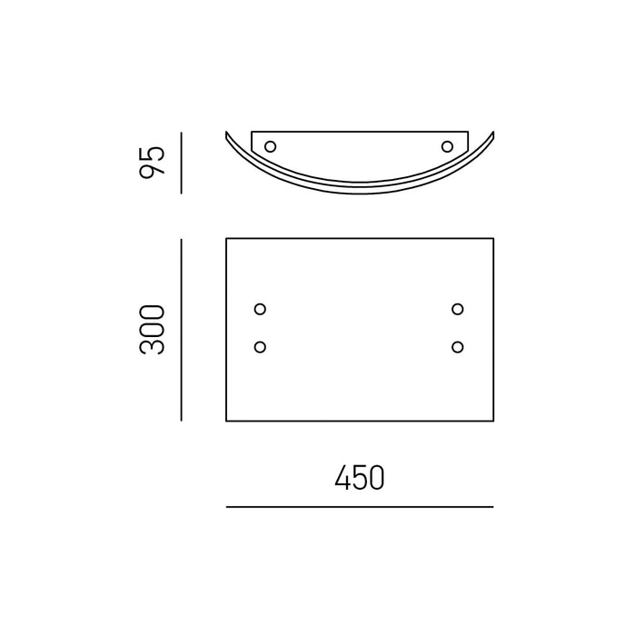 Plafoniera Michela grande 45x30cm bianco lucido 2XE27, vetro curvo con base cromata, IP20, max 2x52W, lampada da soffitto elegante