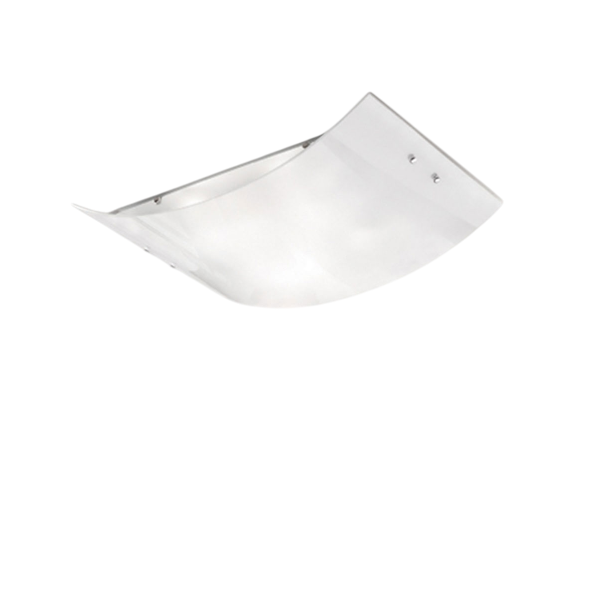 Plafoniera Michela grande 45x30cm bianco lucido 2XE27, vetro curvo con base cromata, IP20, max 2x52W, lampada da soffitto elegante