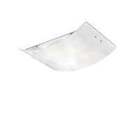 Plafoniera Michela grande 45x30cm bianco lucido 2XE27, vetro curvo con base cromata, IP20, max 2x52W, lampada da soffitto elegante