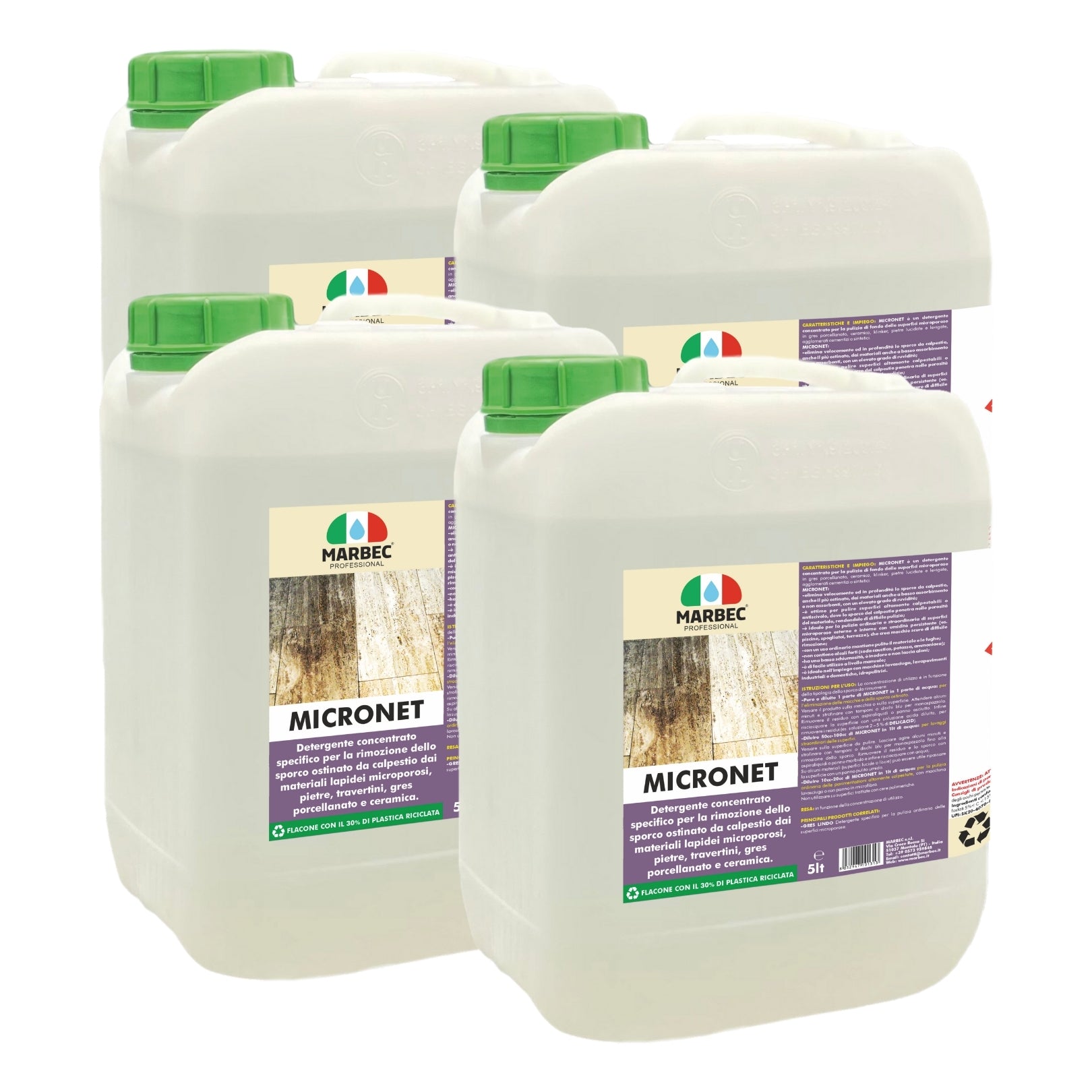 Detergente per gres porcellanato e pietre MICRONET   5LTx4Pz