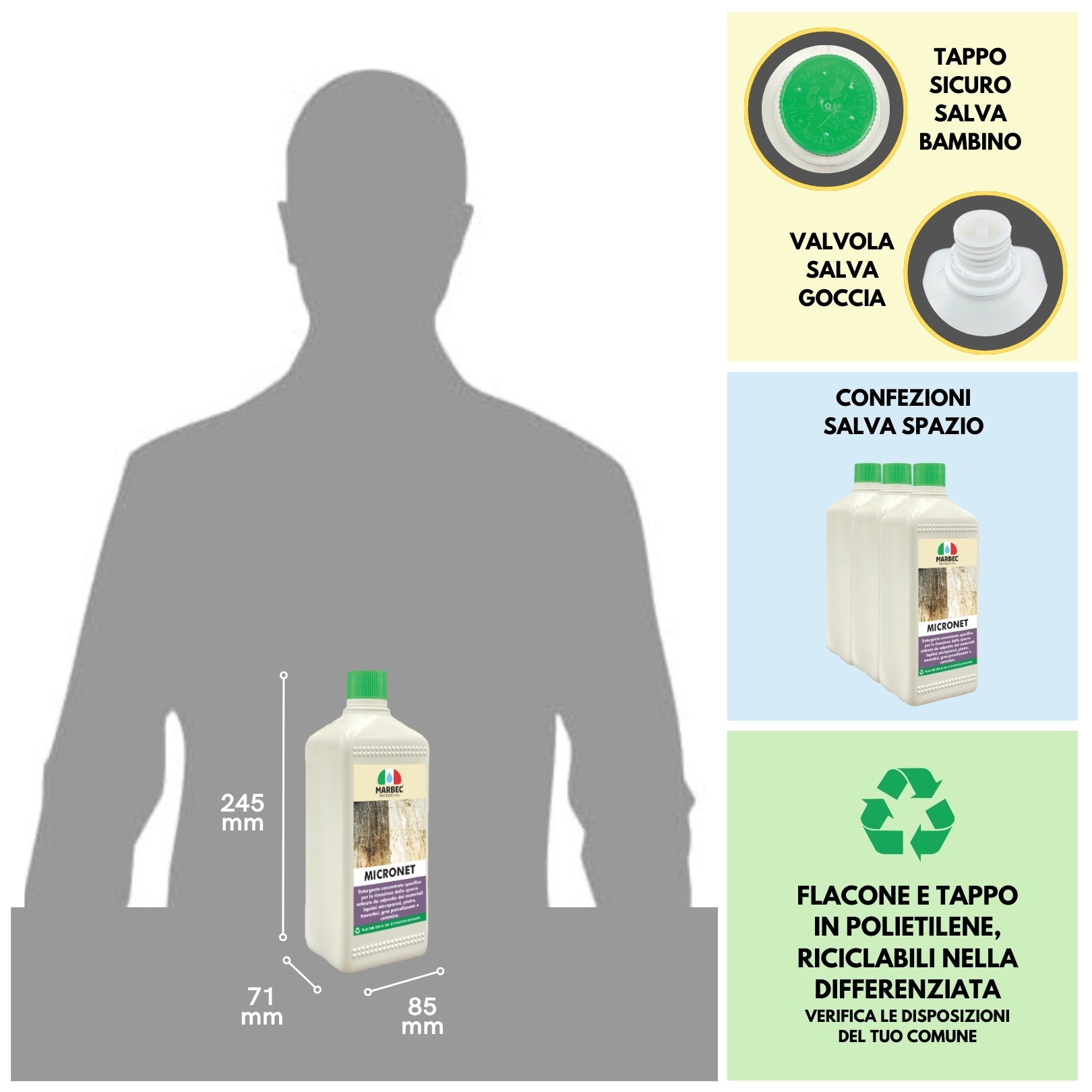 Detergente per gres porcellanato e pietre MICRONET   1LT