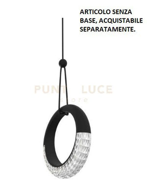 MILEY-CO N Sospensione 1 luce senza base a led 12W anello luminoso diffusore acrilico colore nero dimmerabile SDD 2800 - 5000K