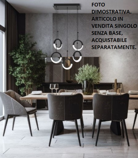 MILEY-CO N Sospensione 1 luce senza base a led 12W anello luminoso diffusore acrilico colore nero dimmerabile SDD 2800 - 5000K