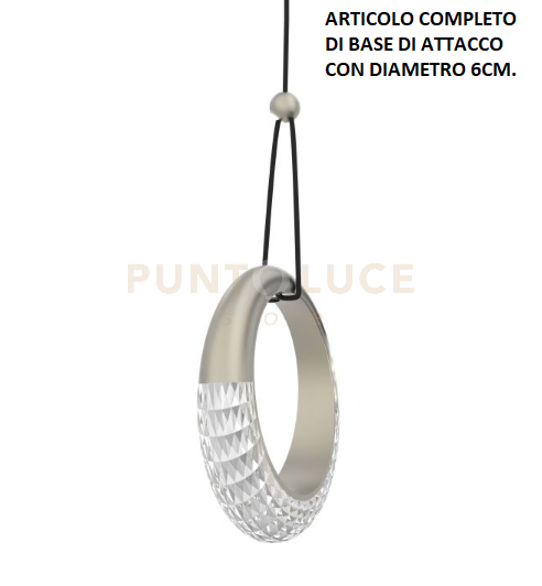 MILEY-S1 P Sospensione 1 luce con base a led 12W  anello luminoso diffusore acrilico colore platino dimmerabile SDD 2800 - 5000K