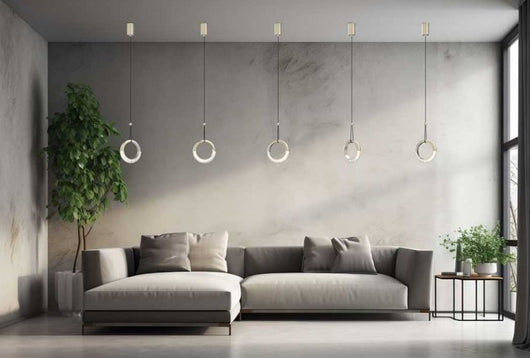 MILEY-S1 P Sospensione 1 luce con base a led 12W  anello luminoso diffusore acrilico colore platino dimmerabile SDD 2800 - 5000K