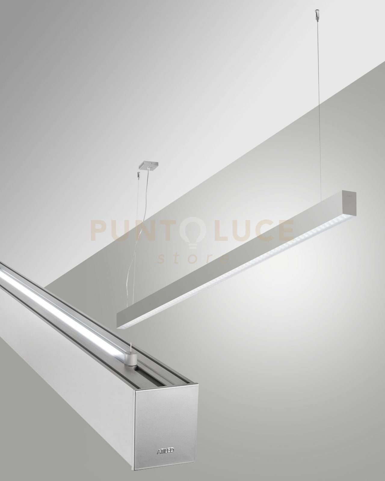 MILLET SOSPENSIONE DOPPIA EMISSIONE ALLUMINIO A LED 3000K 3380+1290LM 23W- 15W PRISMATIC DIMMERABILE DALI IP40 MT