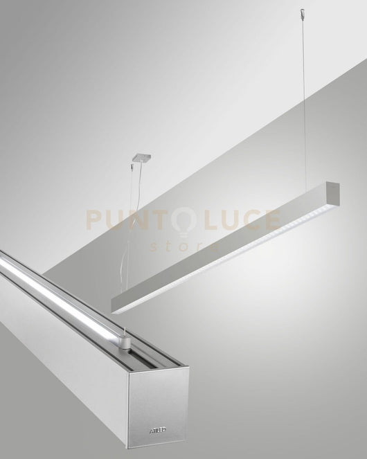 MILLET SOSPENSIONE DOPPIA EMISSIONE ALLUMINIO A LED 3000K 3380+1290LM 23W- 15W PRISMATIC DIMMERABILE DALI IP40 MT