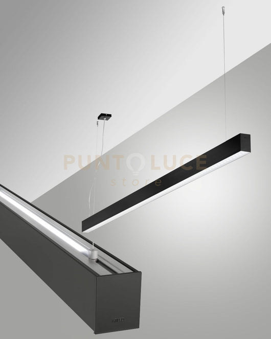 MILLET SOSPENSIONE DOPPIA EMISSIONE NERA A LED 3000K 3380+1290LM 23W- 15W PRISMATIC DIMMERABILE DALI IP40 MT