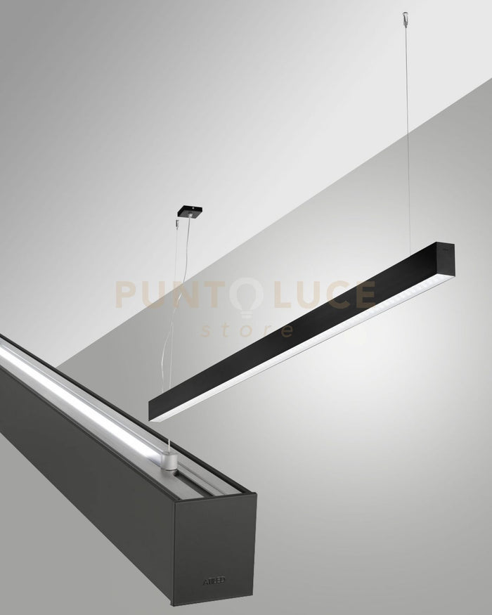 MILLET SOSPENSIONE DOPPIA EMISSIONE NERA A LED 3000K 3380+1290LM 23W- 15W PRISMATIC DIMMERABILE DALI IP40 MT