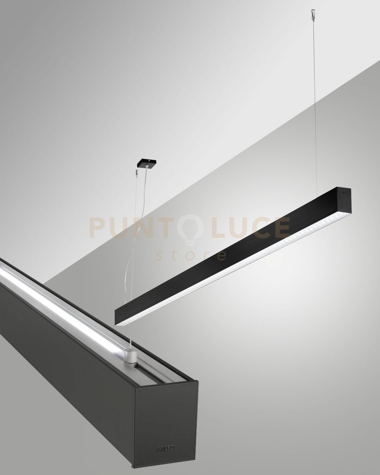 MILLET SOSPENSIONE DOPPIA EMISSIONE NERA A LED 3000K 3380+1290LM 23W- 15W PRISMATIC ON/OFF IP40 MT