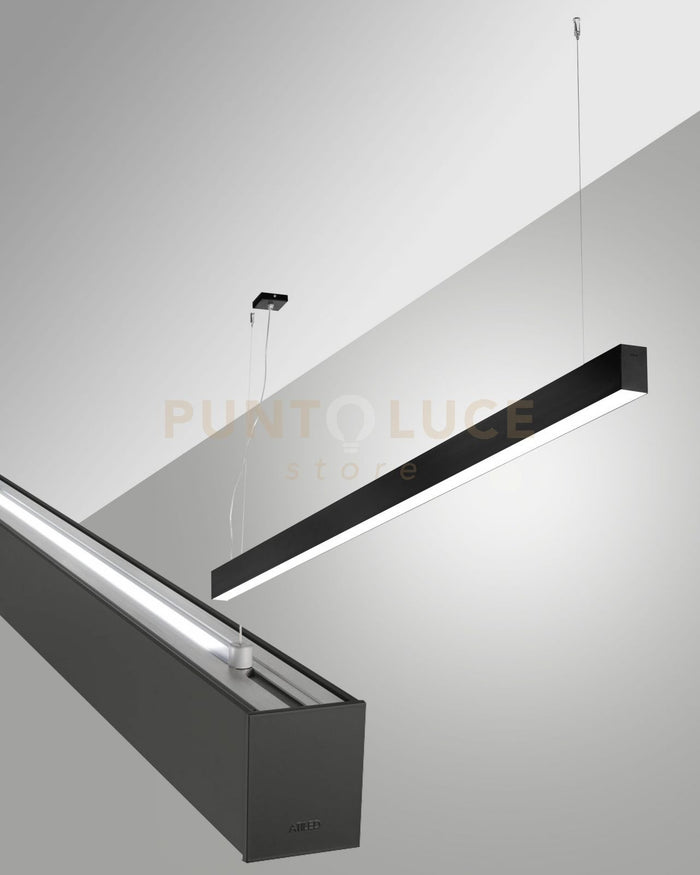 MILLET SOSPENSIONE DOPPIA EMISSIONE NERA A LED 4000K 3580+1440LM 23W- 15W OPALE ON/OFF IP40 MT