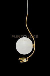 MILU'-O Sospensione 1 luce sferica satinata struttura oro senza base attacco G9 inclusa