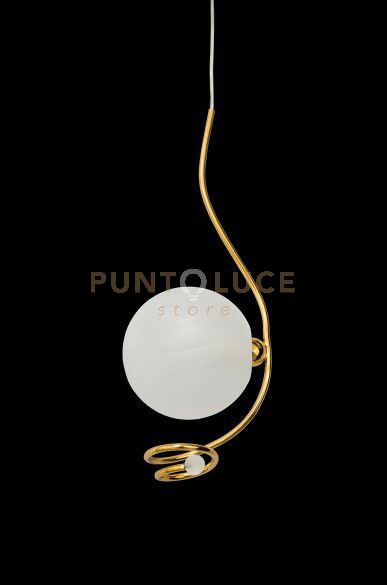 MILU'-O Sospensione 1 luce sferica satinata struttura oro senza base attacco G9 inclusa