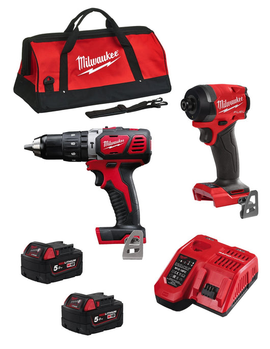 MILWAUKEE Kit MWK201BAG (M18FID3 + M18BPD + 2 x 5,0 Ah + M12-18FC + Borsa)