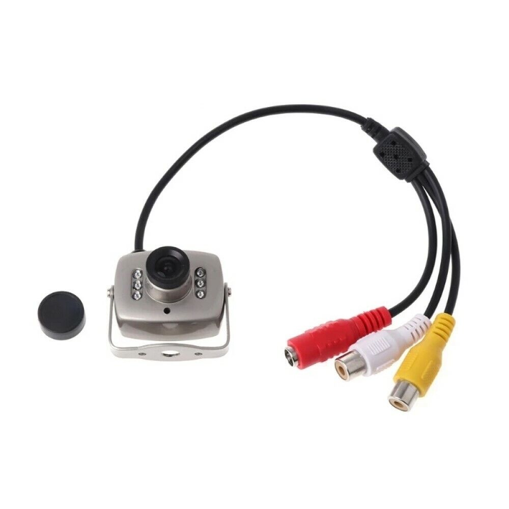 MINI MICRO TELECAMERA CAMERA A COLORI 6 LED IR AUDIO VIDEO MICROFONO STAFFA 208C
