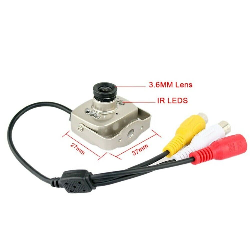 MINI MICRO TELECAMERA CAMERA A COLORI 6 LED IR AUDIO VIDEO MICROFONO STAFFA 208C