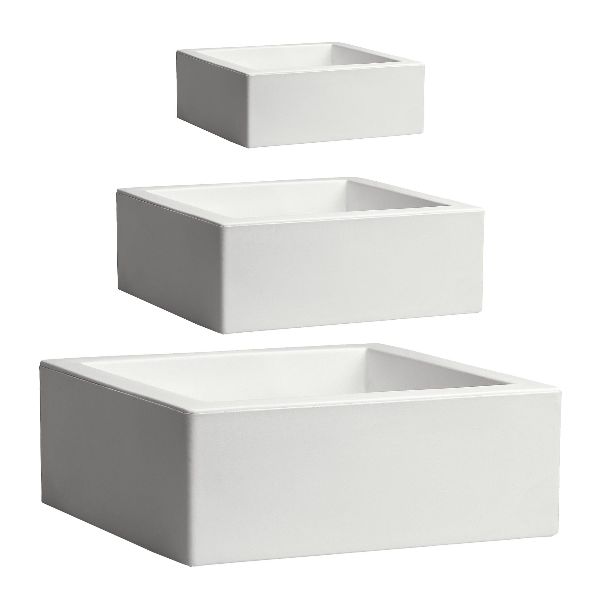 Nicoli vaso quadrato minos confezione da 3 pezzi cm 25+40+60 vaso in resina per interno esterno