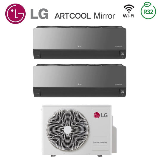 Condizionatore LG Dual Split Inverter serie ARTCOOL MIRROR 12+12 con MU2R17 R-32 Wi-Fi Integrato 12000+12000