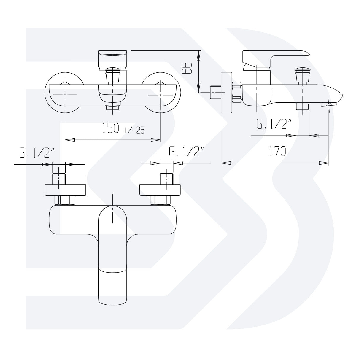 MISCELATORE MONOCOMANDO VASCA ESTERNO CON KIT DOCCIA JOY CROMO - BIANCHI RUBINETTERIE