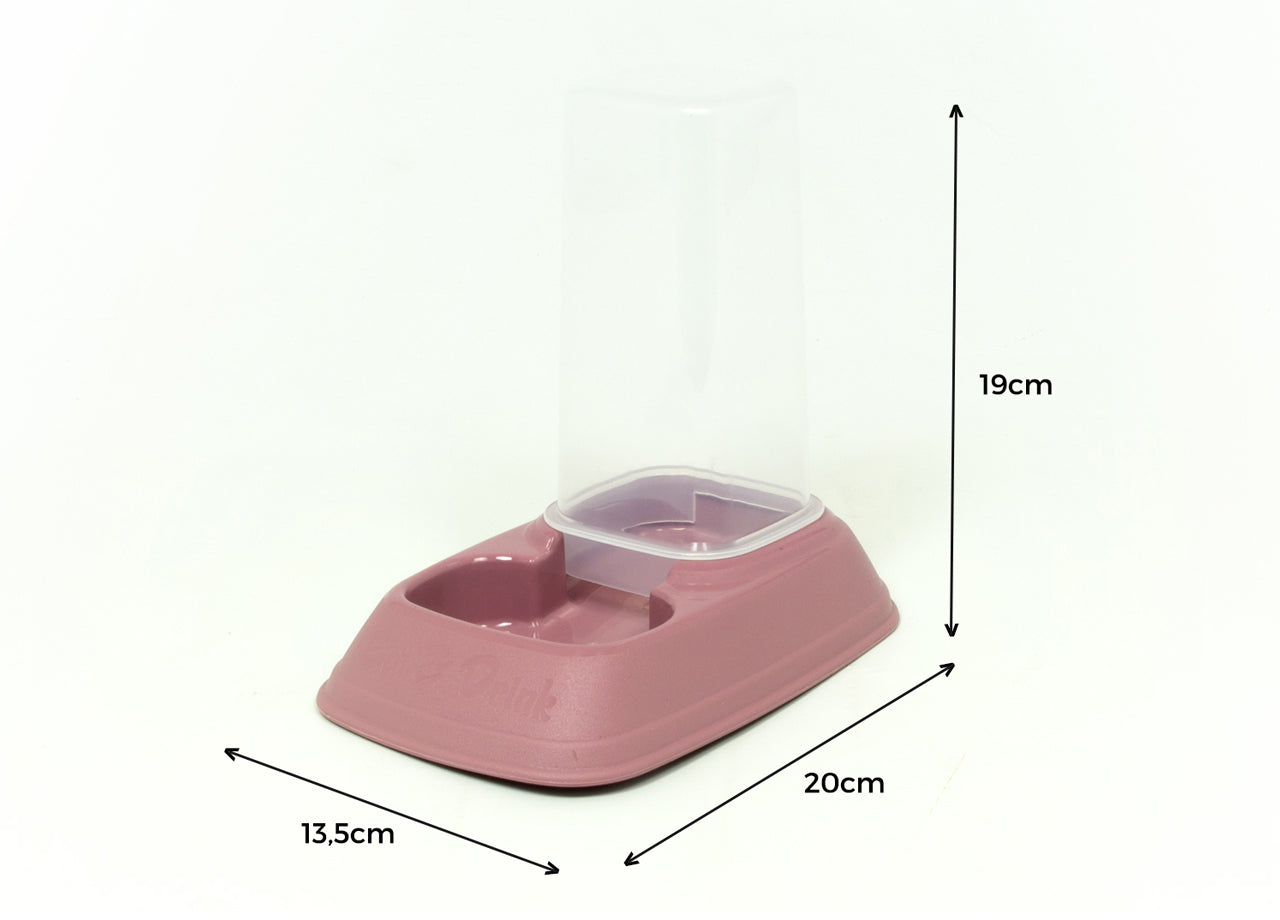 Dispenser Cibo/Acqua 0,7L Per Animali Modello 700083 Colore Rosa