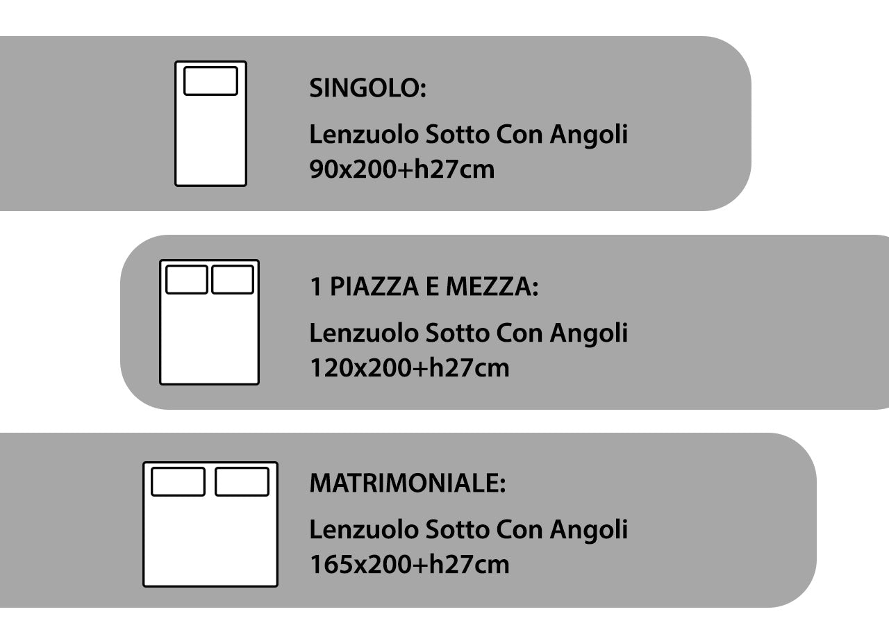 Lenzuola Sotto Con Angoli No Stiro In Tinta Unita Modello Francesca - 1 Piazza e Mezza - Grigio