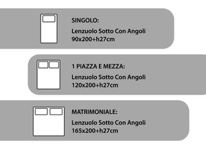 Lenzuola Sotto Con Angoli No Stiro In Tinta Unita Modello Francesca - 1 Piazza e Mezza - Grigio