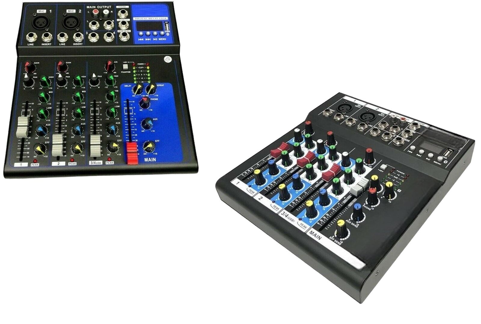 MIXER AUDIO PROFESSIONALE 4 CANALI USB CON ECHO-DELAY dj karaoke pianobar