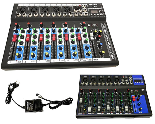 MIXER AUDIO PROFESSIONALE 7 CANALI USB CON ECHO-DELAY dj karaoke pianobar