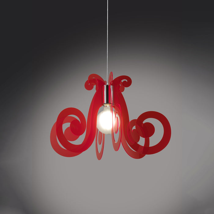 Sospensione Moderna Space Collection Polilux ® Rosso Fluorescente E27 D64Cm