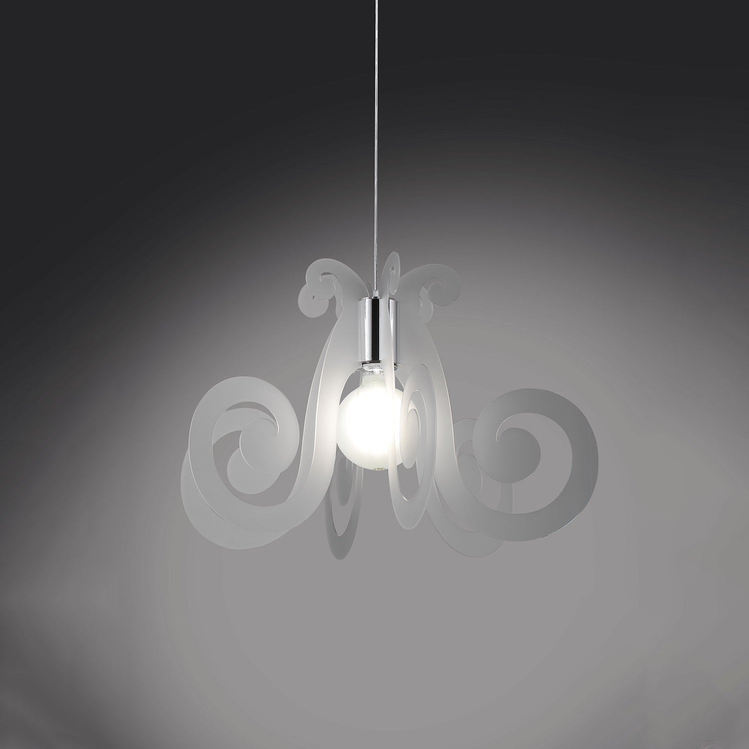 Sospensione Moderna Space Collection Polilux ® Satinato Metallo Cromo E27 D64Cm