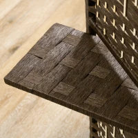 Paravento da 4 Pannelli 160 x 170 cm, Separatore di Ambienti con 2 Mensole, Pieghevole, in Legno, Marrone