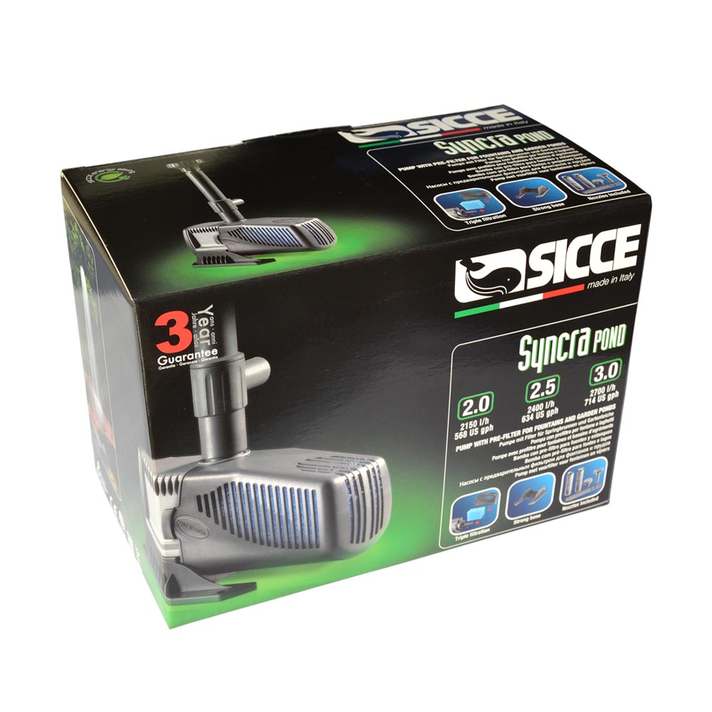 Multipack pompa per laghetto syncra pond 2.5 2400 litri/h + faretto halley a led sommergibile