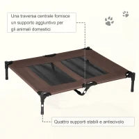 Brandina per Cani in Metallo e Tessuto Oxford Traspirante, 92x76x18 cm Marrone e Nero