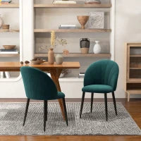 Set di 2 Sedie Sala da Pranzo, Sedie Cucina Moderne con Schienale a Conchiglia e Gambe in Metallo, Sedia in Velluto con Imbottita per Cucina, Camera da Letto, Ufficio e Soggiorno, Verde