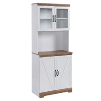 Dispensa Cucina in MDF con Armadietto Superiore e Inferiore a 2 Ante e Piano di Lavoro, 72x40x178 cm