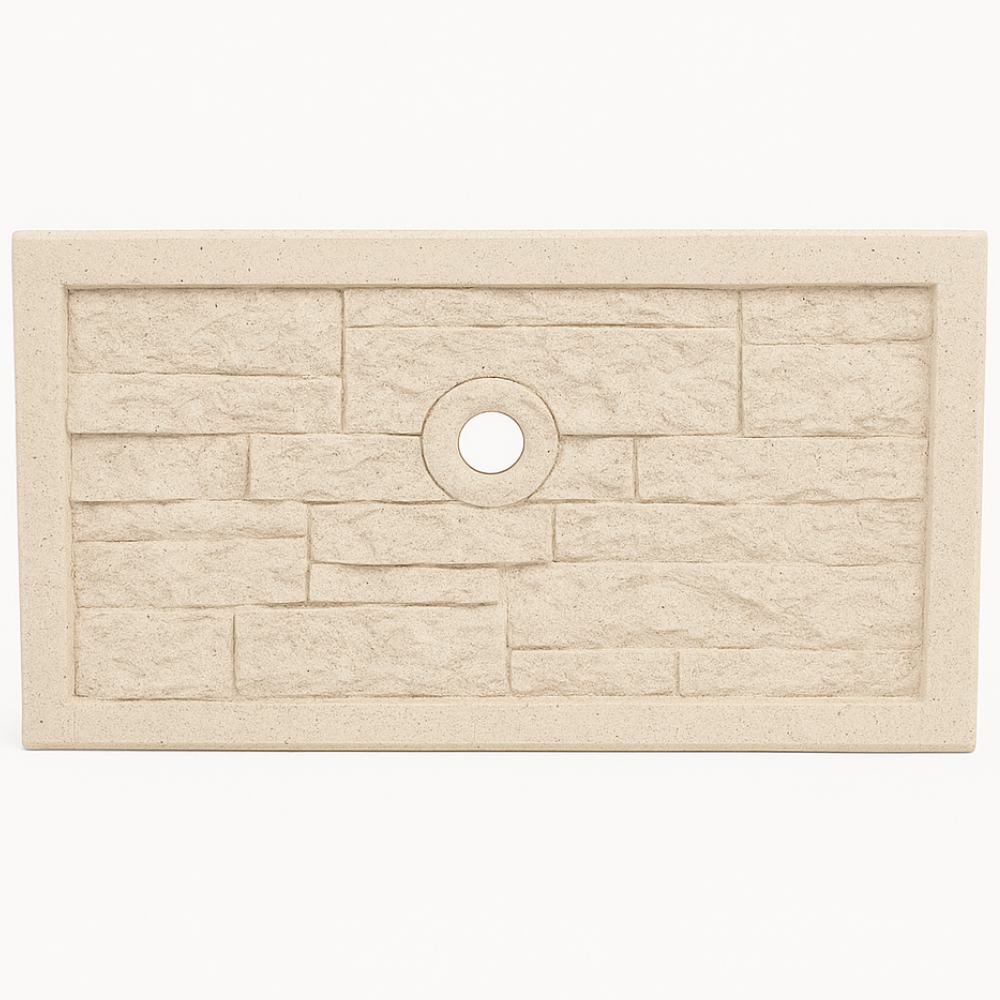 Frontalino pilozza serie muraglietto foro bianco effetto pietra 45 x h.24 cm